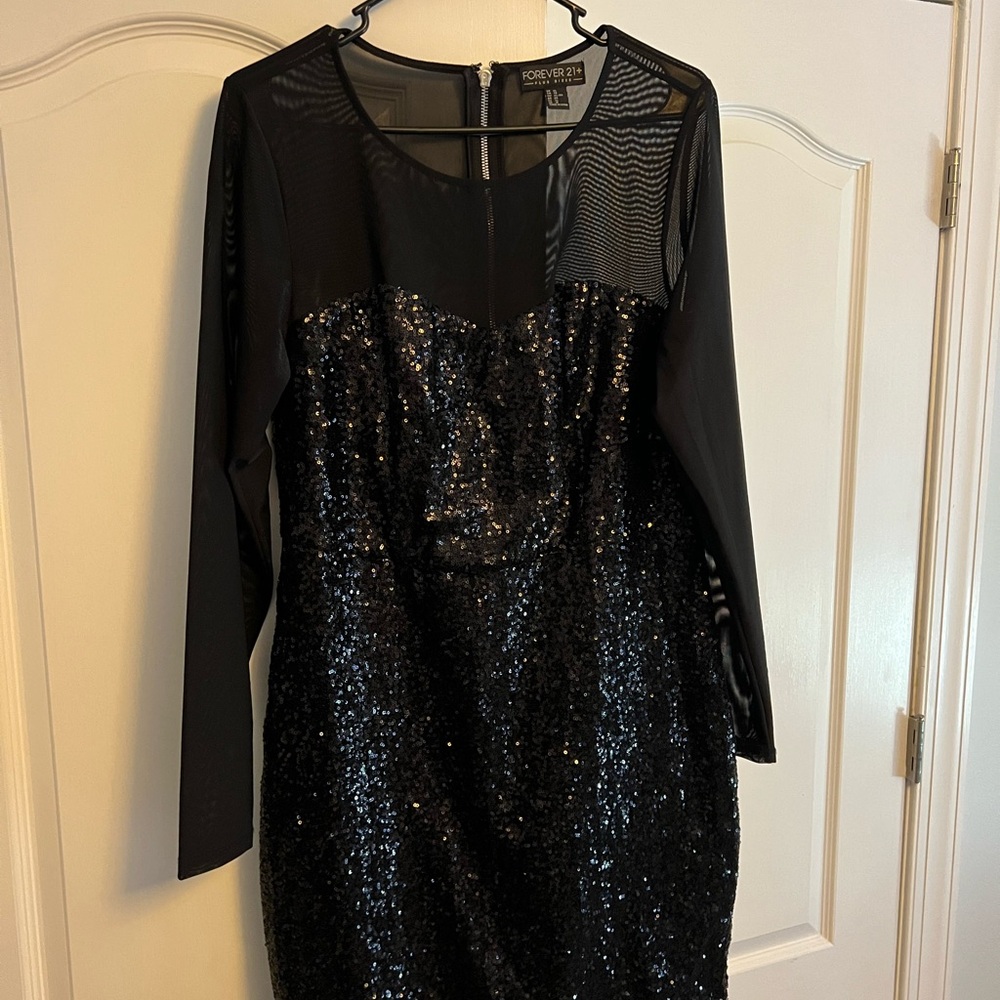 Forever 21 Black Long Sleeve Sequin Dress XL